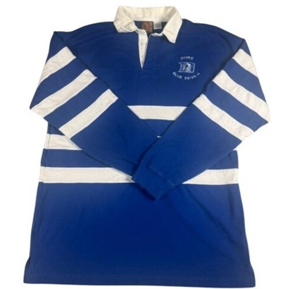 Duke Blue Devils Men's XL Castaways Rugby Shirt Long Sleeve Striped Cotton Blue